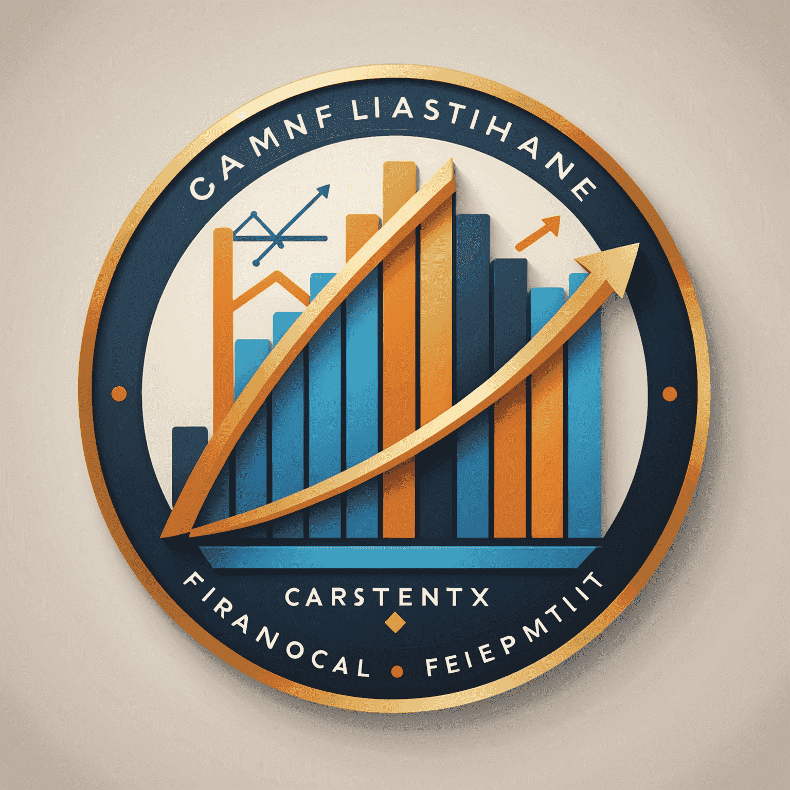 Company logo featuring a stylized graph representing financial growth and stability