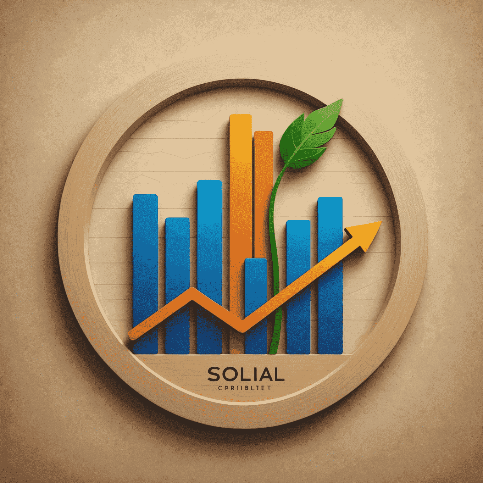 Company logo featuring a stylized graph representing financial growth and stability