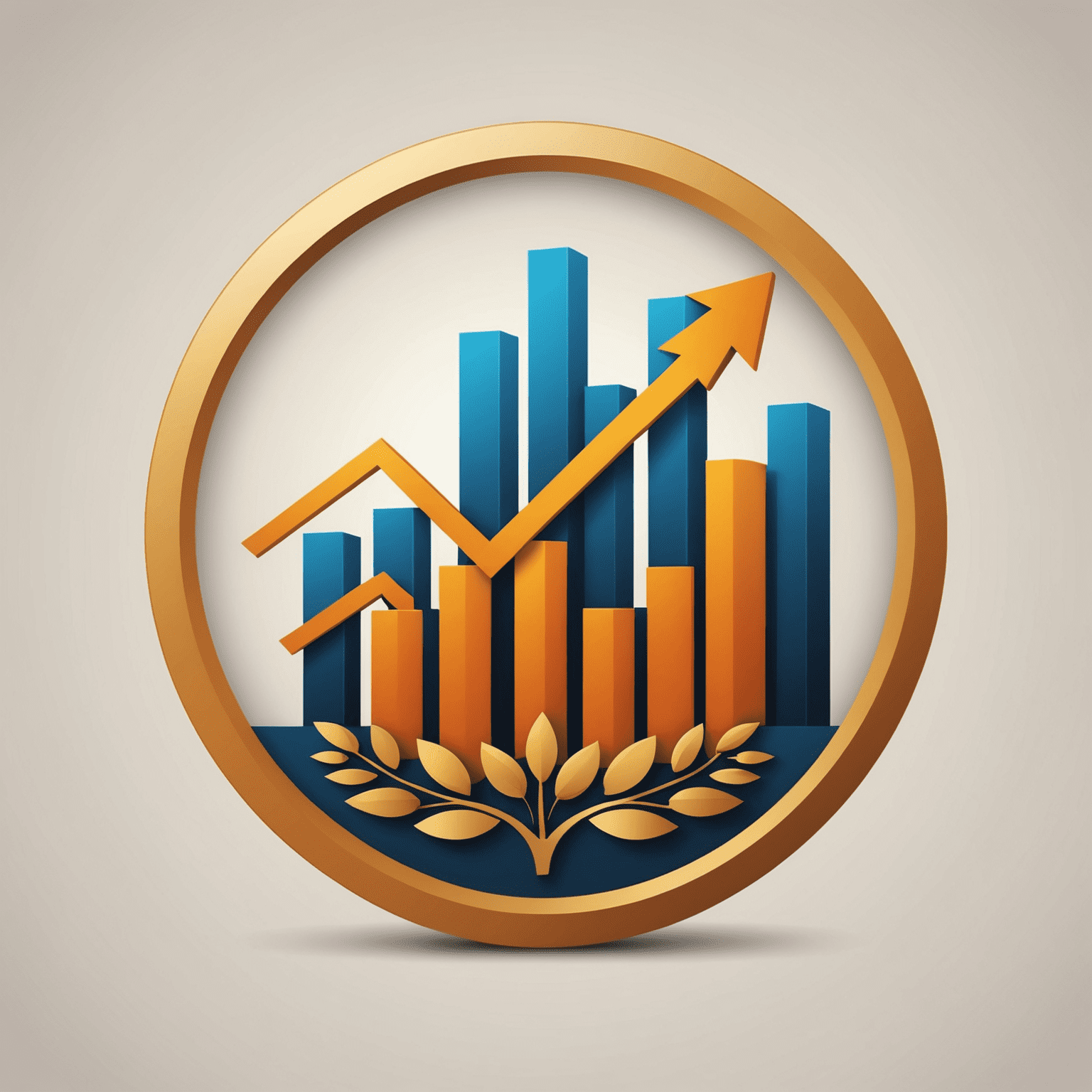 Company logo featuring a stylized graph representing financial growth and stability