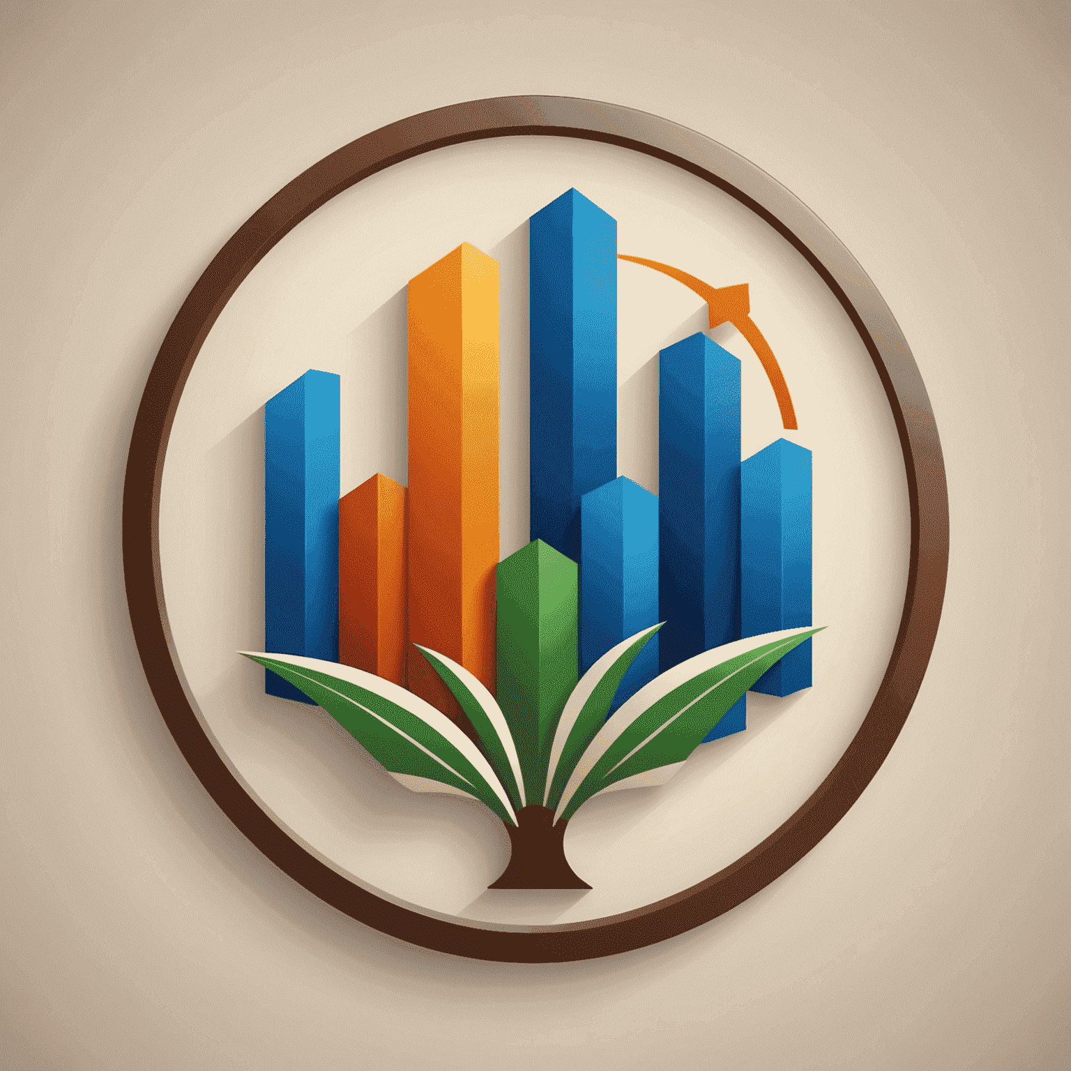 Company logo featuring a stylized graph representing financial growth and stability