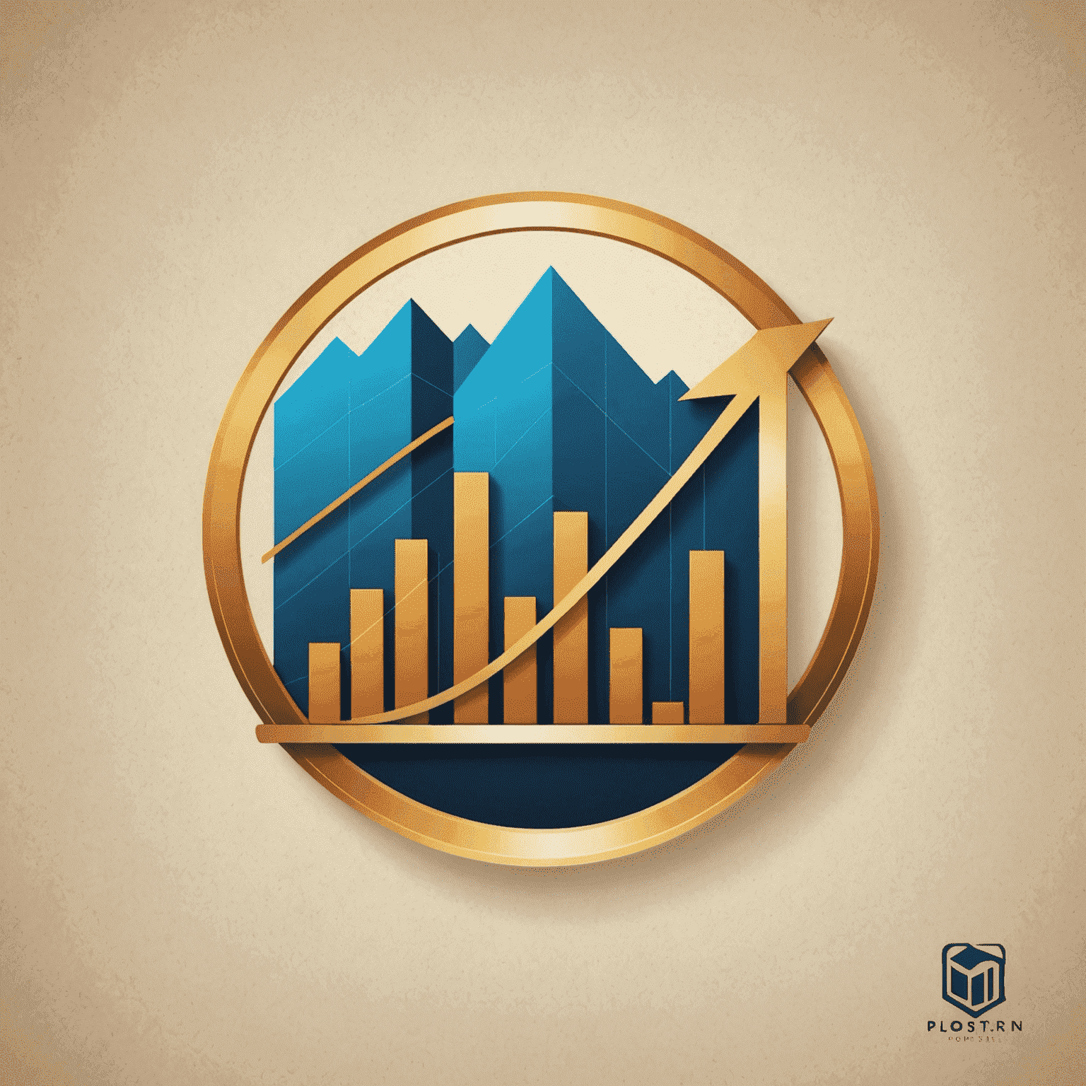 Company logo featuring a stylized graph representing financial growth and stability