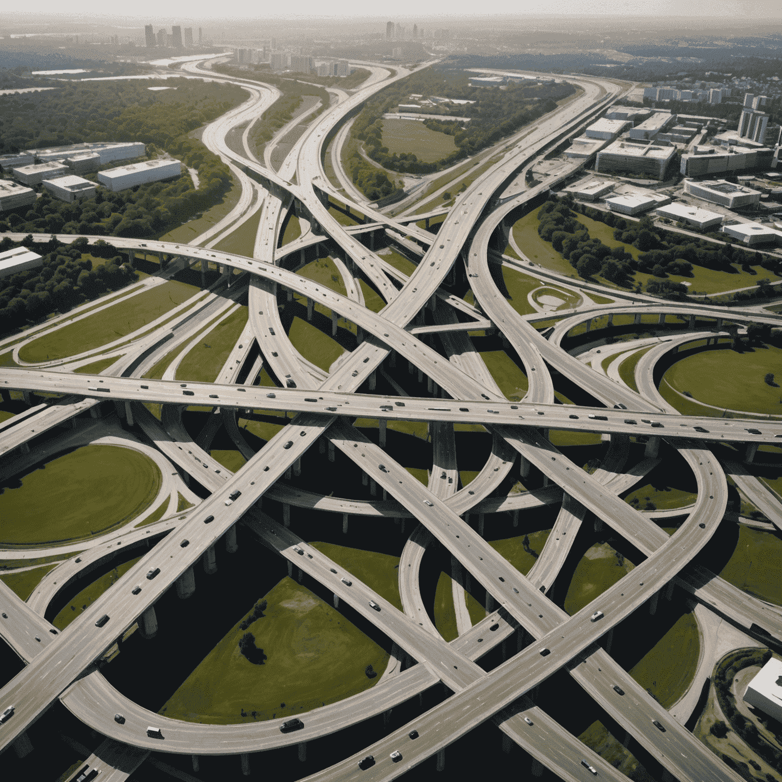 Aerial view of a modern highway interchange showcasing the government's infrastructure development initiatives