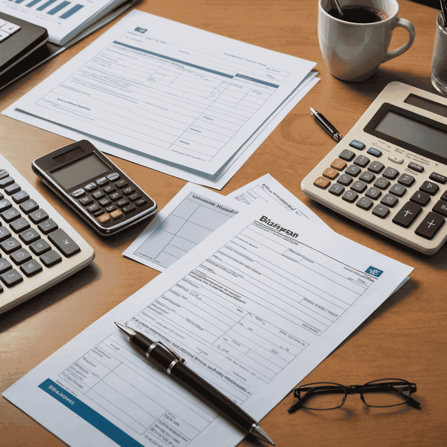 A desk with various company registration documents and forms spread out, along with a pen and calculator, representing the process of legally setting up a business entity in South Africa.