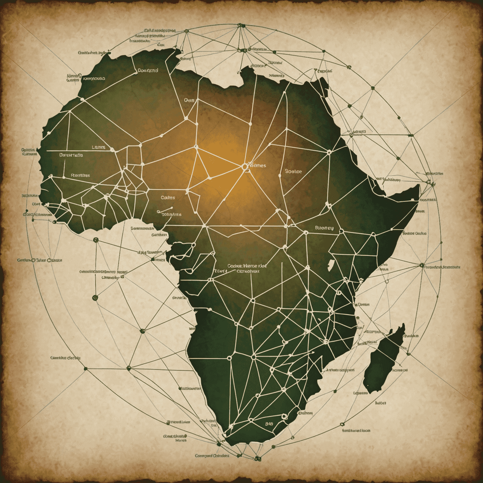 Map of South Africa with an overlay showing a connected business network