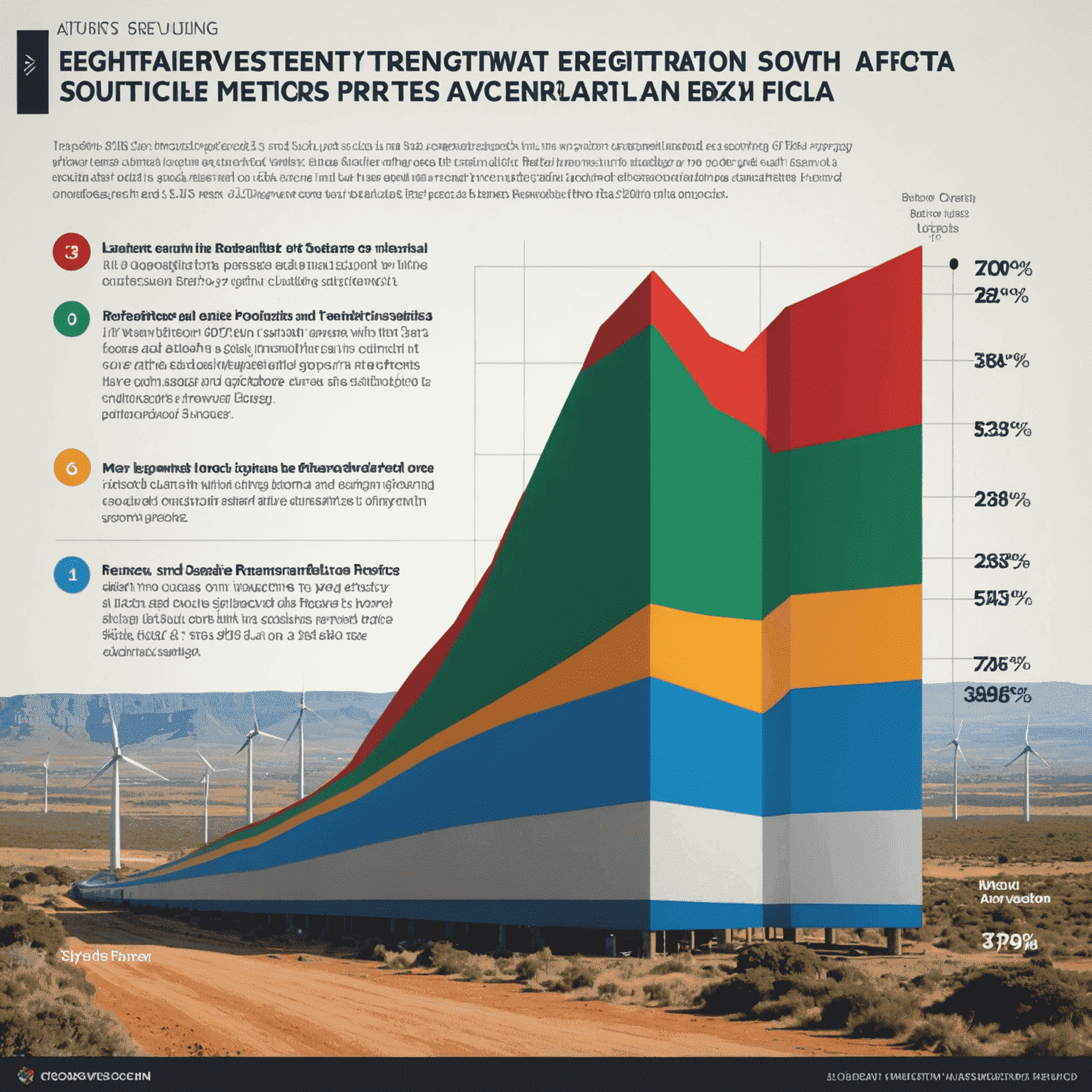 A graph showing the increasing trend of investments in renewable energy projects in South Africa over the past decade